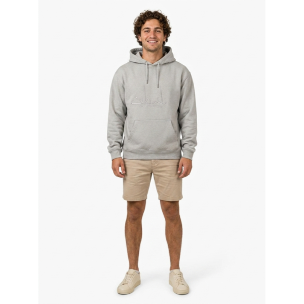 Model wearing DUTCHAFRO Palestine gray embroidered hoodie oversized fit streetwear