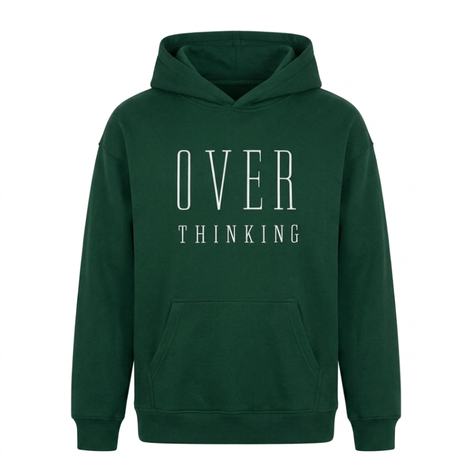SD Hoodies Overthinking premium embroidered hoodie front view forest green 360gsm