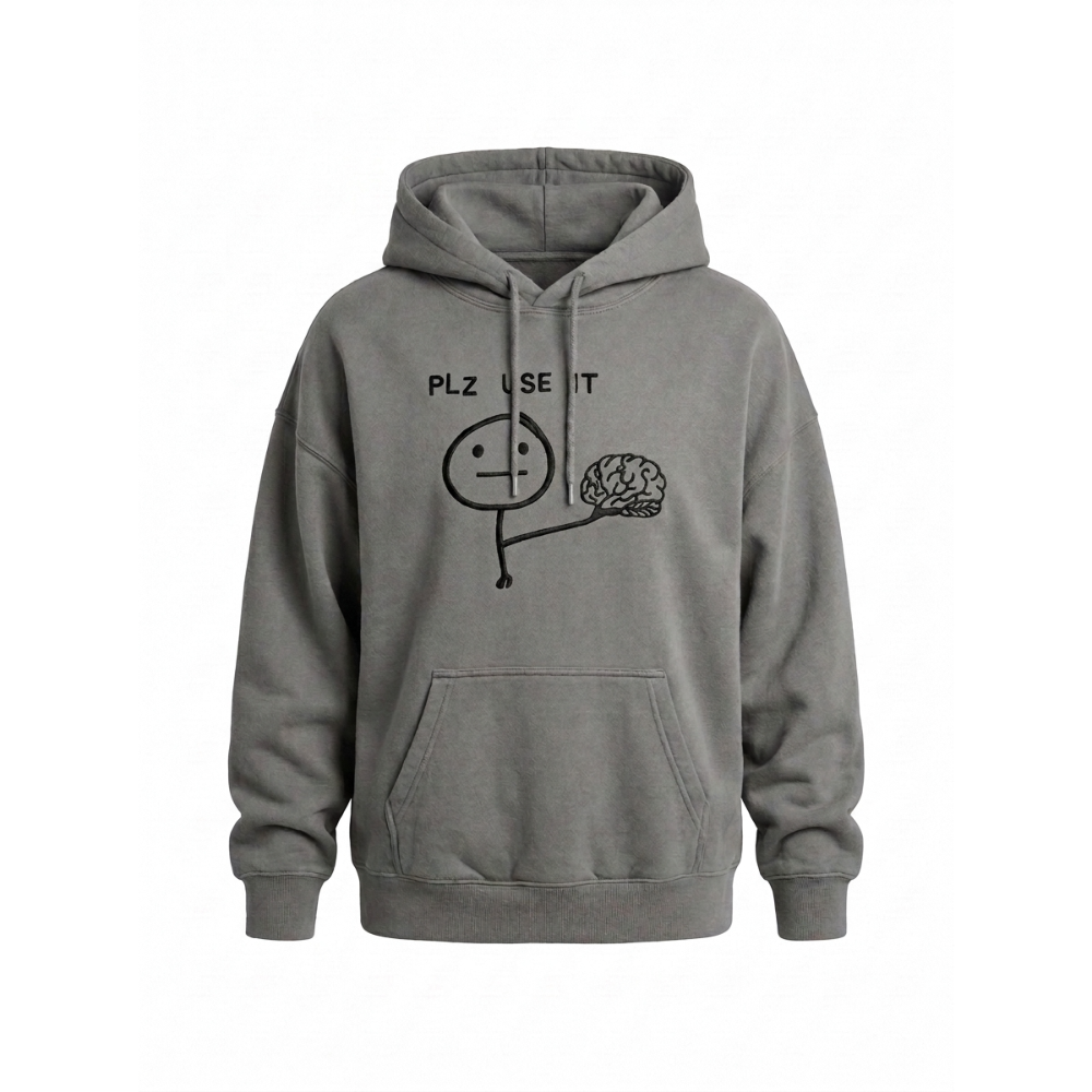 320gsm heavyweight fleece fabric primary image SD Hoodies PLS USE IT, embroidery, gray
